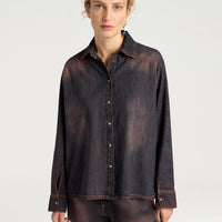 SAMUEL SHIRT: STONE WASHED DENIM
