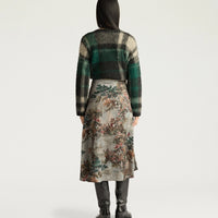 HEBE SKIRT IN PRINTED STRETCH SATIN - MUD MULTICOLOR