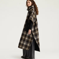 DICKENS COAT IN DOUBLE-FACE WOOL - GREEN MULTICOLOR