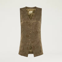 COURTFIELD GILET IN JACQUARD CUPRO - MILITARY GREEN