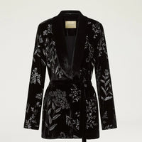 DAHLIA JACKET IN EMBROIDERED VELVET - BLACK