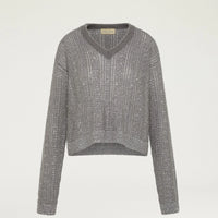ADA SWEATER IN MOHAIR/SEQUINS - GUNMETAL GRAY