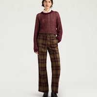 MILTON PANTS IN WOOL TWILL - BURGUNDY MULTICOLOR