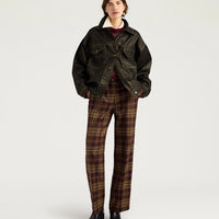 MILTON PANTS IN WOOL TWILL - BURGUNDY MULTICOLOR