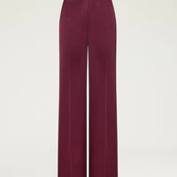 WILDE PANTS IN STRETCH VISCOSE SATIN - WINE RED