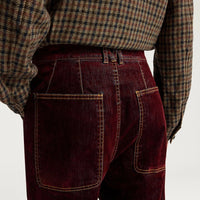 EDIMBURGO PANTS IN STRETCH FLOCKED DENIM - WINE RED