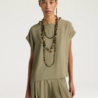 CURACAO BLOUSE IN PLAIN COLOUR ACETATE/SILK