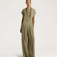 CURACAO BLOUSE IN PLAIN COLOUR ACETATE/SILK