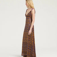 DULCE DRESS IN FIL COUPÉ - CARAMELLO/ORO/VIOLA
