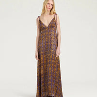 DULCE DRESS IN FIL COUPÉ - CARAMELLO/ORO/VIOLA