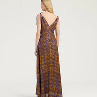 DULCE DRESS IN FIL COUPÉ - CARAMELLO/ORO/VIOLA