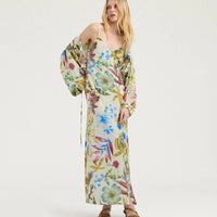 INCANTO DRESS IN PRINTED CREPE DE CHINE - CREAM MULTICOLOR