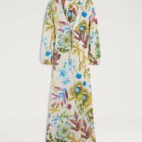 INCANTO DRESS IN PRINTED CREPE DE CHINE - CREAM MULTICOLOR