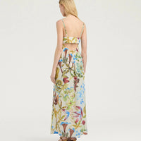 INCANTO DRESS IN PRINTED CREPE DE CHINE - CREAM MULTICOLOR