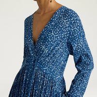JUREMA DRESS IN INDIGO PRINTED VOILE