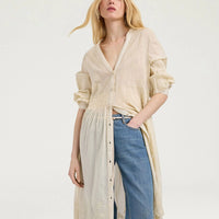 ELPASO BIS DRESS IN EMBROIDERED VOILE - BEIGE