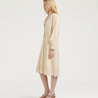 ELPASO BIS DRESS IN EMBROIDERED VOILE - BEIGE