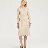 ELPASO BIS DRESS IN EMBROIDERED VOILE - BEIGE