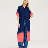 LOMA DRESS IN TIE DYED HABUTAI - BLUE/MAUVE