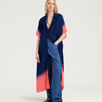 LOMA DRESS IN TIE DYED HABUTAI - BLUE/MAUVE