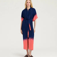 LOMA DRESS IN TIE DYED HABUTAI - BLUE/MAUVE