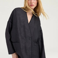 ASTRE JACKET IN LINEN - CHARCOAL GRAY