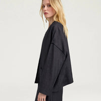 ASTRE JACKET IN LINEN - CHARCOAL GRAY