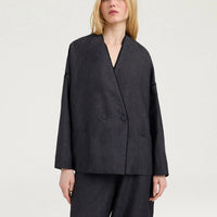 ASTRE JACKET IN LINEN - CHARCOAL GRAY