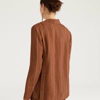 CALICHE JACKET IN PINSTRIPE LINEN/VISCOSE - BURNT SIENA