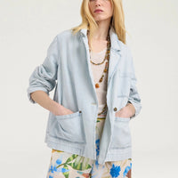 NAYA JACKET IN BLEACHED DENIM - SKY BLUE