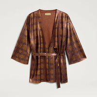 CHAMA CARDIGAN IN PRINTED LUREX - BURNT/PURPLE