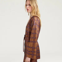 CHAMA CARDIGAN IN PRINTED LUREX - BURNT/PURPLE