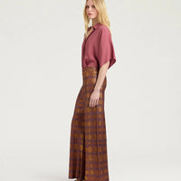 ANSELMO PANTS IN PRINTED LUREX - BURNT/PURPLE