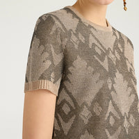BRUMA T-SHIRT IN JACQUARD - GREEN MULTICOLOR