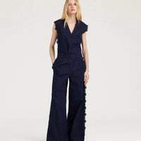 LIENZO PANTS IN BRODERIE ANGLAISE POPLIN - BLUE