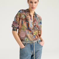 COLINAS SHIRT IN PRINTED HABUTAI - EARTH MULTICOLOR