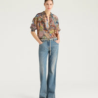 COLINAS SHIRT IN PRINTED HABUTAI - EARTH MULTICOLOR