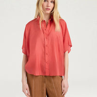 BROOKLYN SHIRT IN PLAIN COLOUR HABUTAI - SALMON PINK