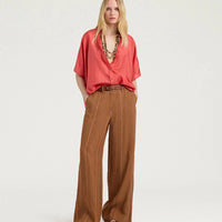 BROOKLYN SHIRT IN PLAIN COLOUR HABUTAI - SALMON PINK