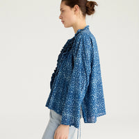 ZAFIRO SHIRT IN INDIGO PRINTED VOILE - BLUE/ROPE