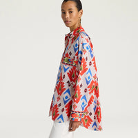 LUCHA SHIRT IN PRINTED POPLIN - RED/BLUE MULTICOLOR