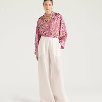 FRANKLIN SHIRT IN PRINTED HABUTAI - BEGONIA/PURPLE