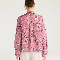 FRANKLIN SHIRT IN PRINTED HABUTAI - BEGONIA/PURPLE