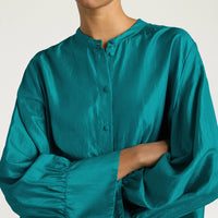 FRANKLIN SHIRT IN PLAIN COLOUR HABUTAI - EMERALD GREEN