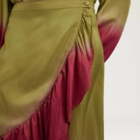 ISLETA SKIRT IN TIE-DYED HABUTAI - OIL/CYCLAMEN