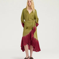 ISLETA SKIRT IN TIE-DYED HABUTAI - OIL/CYCLAMEN