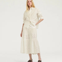 REINA SKIRT IN BROIDERIE ANGLAISE POPLIN - CREAM
