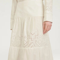 REINA SKIRT IN BROIDERIE ANGLAISE POPLIN - CREAM
