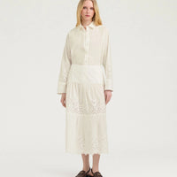 REINA SKIRT IN BROIDERIE ANGLAISE POPLIN - CREAM