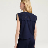 CIELO GILET IN BROIDERIE ANGLAISE POPLIN - BLUE